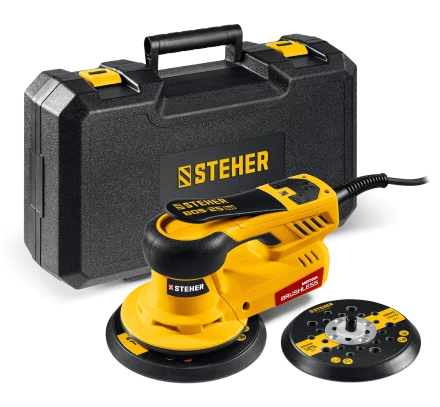 STEHER BOS-25 Duo, d125 / d150 мм, 2.5 мм, 350 Вт, бесщеточная орбитально-шлифовальная машина, кейс (BOS-25) купить в Кургане