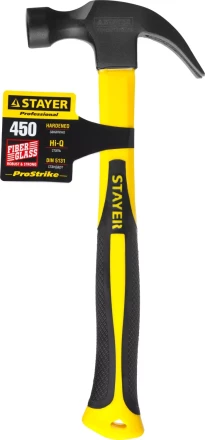 Молоток-гвоздодер &quot;Fiberglass&quot; с фиберглассовой рукояткой, 450 г, STAYER Professional 2026-450_z01 купить в Кургане