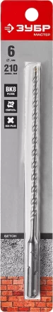 Бур по бетону SDS-Plus ЗУБР &quot;МАСТЕР&quot;, 2 резца, спираль 4С, 6х210мм 29315-210-06 купить в Кургане