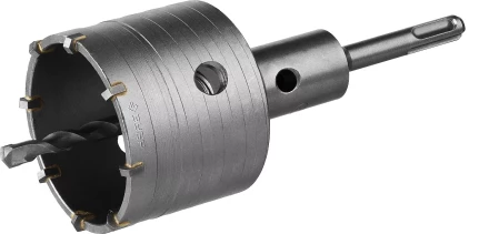 Коронка ЗУБР буровая, коническая посадка центрирующего сверла, SDS-Plus хвостовик, в сборе, 73мм 2918-73_z01 купить в Кургане