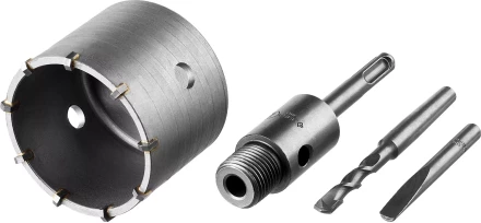 Коронка ЗУБР буровая, коническая посадка центрирующего сверла, SDS-Plus хвостовик, в сборе, 73мм 2918-73_z01 купить в Кургане