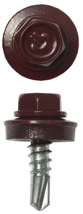 Саморезы ЗУБР &quot;ПРОФЕССИОНАЛ&quot; окраш., RAL 3005 темно-красн., для крепл. кров. матер. к металл. констр., 5.5x19мм, 2500шт 4-300310-55-019-3005 купить в Кургане