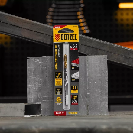 Сверло спиральное по металлу Denzel  6,5 x 100 мм, Р6М5, Golden Tip 718236 купить в Кургане