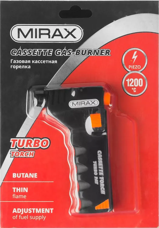 Горелка газовая кассетная MIRAX, с пьезоподжигом, 1200С 55575 купить в Кургане