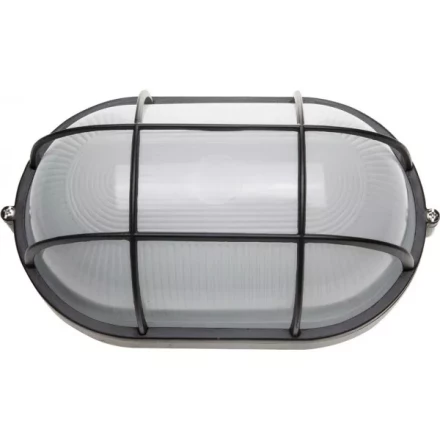 Светильник уличный СВЕТОЗАР влагозащищенный с решеткой, овал, цвет черный, 100Вт SV-57207-B купить в Кургане