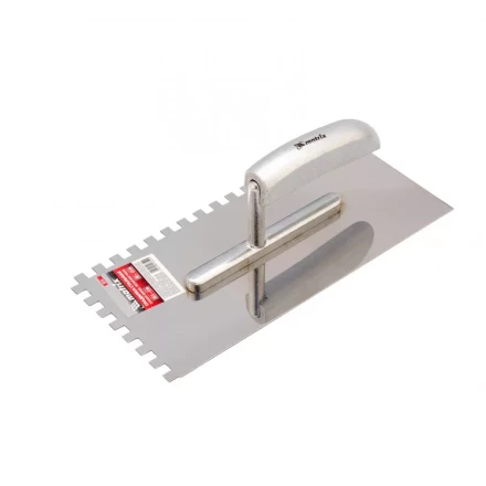 Гладилка из нержавеющей стали 280 x 130 мм деревянная ручка зуб 8 x 8 мм Matrix 86739 купить в Кургане