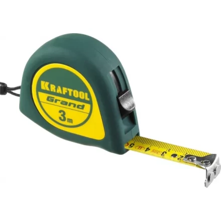 Рулетка KRAFTOOL GRAND, обрезиненный пластиковый корпус, 3м/16мм 34022-03-16 купить в Кургане