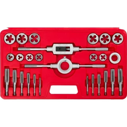 Набор ЗУБР &quot;МАСТЕР&quot; с металлорежущим инстр., метчики однопроходные и плашки М5-М16, оснастка - в пластик. боксе, 27пред. 28123-H27 купить в Кургане