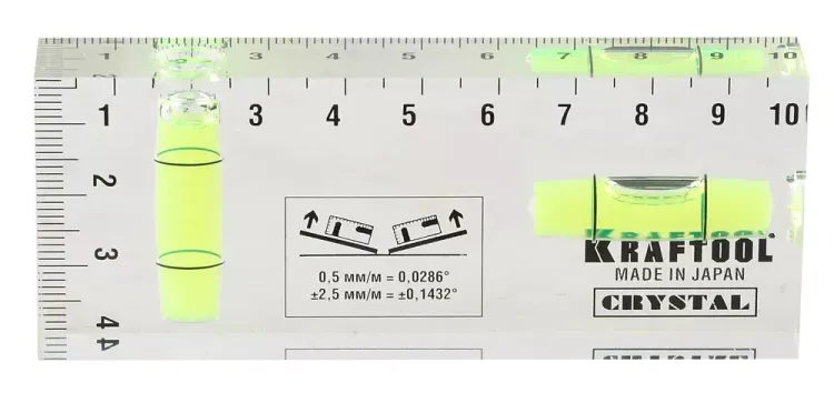 Уровень KRAFTOOL "PRO" "CRYSTAL" 2 ампулы, 40х100мм 1-34865-040 купить в Кургане