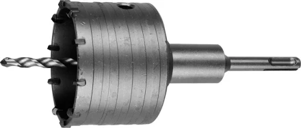 Коронка ЗУБР буровая, коническая посадка центрирующего сверла, SDS-Plus хвостовик, в сборе, 83мм 2918-83_z01 купить в Кургане