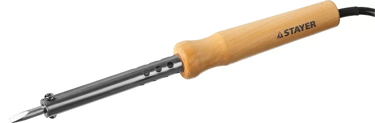 Паяльник с деревянной рукояткой и долговечным жалом, STAYER "MASTER" MAXTerm, 55310-60, 60 Вт, клин 55310-60 купить в Кургане
