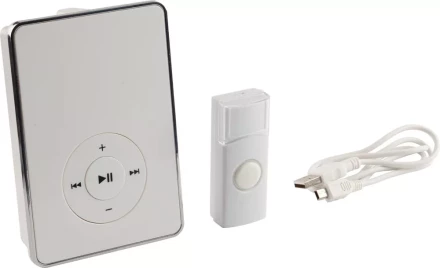 Звонок СВЕТОЗАР "ЛЮБИМАЯ МЕЛОДИЯ" электрический беспроводной 200м, 16 полиф. мелодий, запись мелодий, MP3 плеер, кнопка IP44, CR2032, 3AA 58075 купить в Кургане