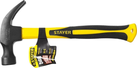 Молоток-гвоздодер &quot;Fiberglass&quot; с фиберглассовой рукояткой, 560 г, STAYER Professional 2026-560_z01 купить в Кургане