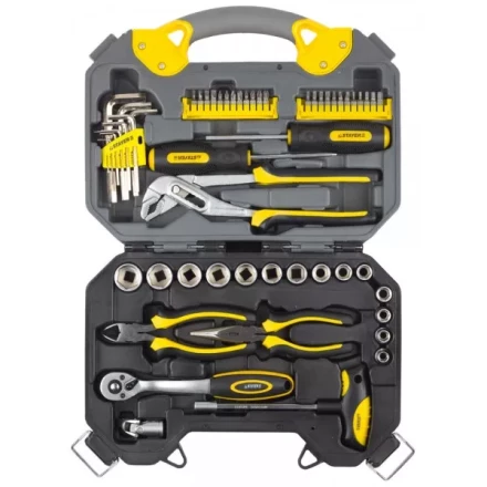 Набор инструментов STAYER &quot;PROFI&quot; универсальный, высококачественная CRV сталь, хромированное покрытие, 56 предметов 27710-H56 купить в Кургане