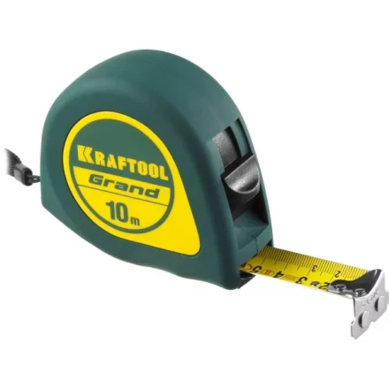 Рулетка KRAFTOOL GRAND, обрезиненный пластиковый корпус, 10м/25мм 34022-10-25 купить в Кургане