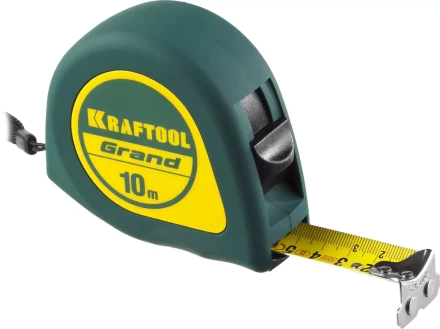 Рулетка KRAFTOOL GRAND, обрезиненный пластиковый корпус, 10м/25мм 34022-10-25 купить в Кургане