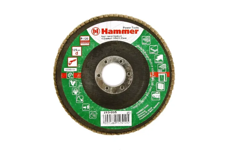 Круг Лепестковый Торцевой (КЛТ) HAMMER КЛТ 1 Ф125х22 Р120 213-005 купить в Кургане