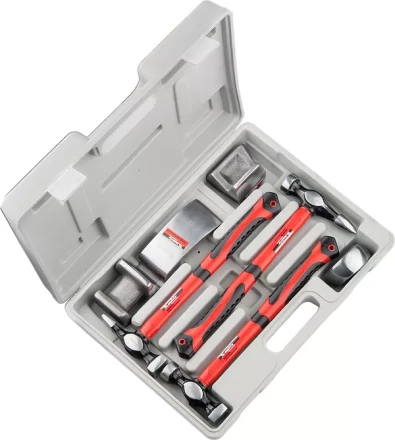 Набор рихтовочный 3 молотка с фибергласовыми ручками 4 наковальни в пласт. боксе MATRIX 10845 купить в Кургане