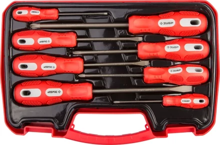 Набор отверток ЗУБР &quot;МАСТЕР&quot;, хром-ванадиевая сталь, эргономичная двухкомпонентная рукоятка, 8шт 25235-H8 купить в Кургане