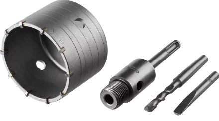 Коронка ЗУБР буровая, коническая посадка центрирующего сверла, SDS-Plus хвостовик, в сборе, 80мм 2918-80_z01 купить в Кургане