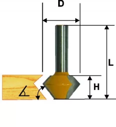 Фреза кромочная конусная Ф38,1Х22,2 мм 22,5 град. хвостовик 12 мм Энкор 46372