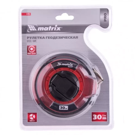 Рулетка геодезическая 30 м х 12,5 мм закрытый корпус стальная лента односторонняя шкала Pro Matrix 31281 купить в Кургане
