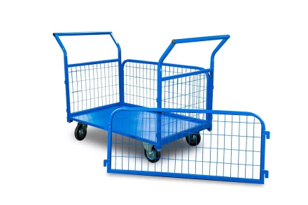 Тележка платформенная TOR ТП-3С (700х1200) с бортами из сетки и двумя ручками (колеса 160 мм) 1012415 купить в Кургане