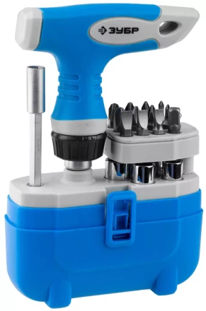 Набор ЗУБР &quot;ЭКСПЕРТ&quot; Отвертка реверсивная с пистолетной двухкомпонетной рукояткой; Cr-V биты, 20 предметов 25413-H20 купить в Кургане