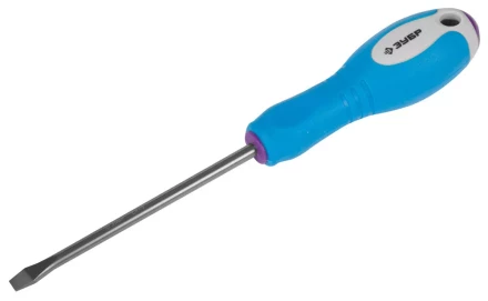 Отвертка ЗУБР, Cr-V сталь, трехкомпонентная рукоятка, цветовая индикация типа шлица, SL, 5,5x100мм 25251-5.5-100 купить в Кургане