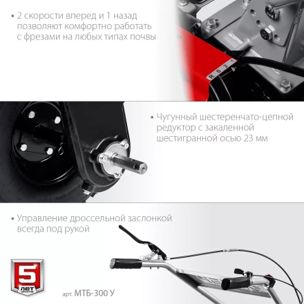 ЗУБР увеличенные колеса, 7 л.с., мотоблок (МТБ-300 У) купить в Кургане