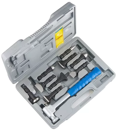 Набор рихтовочный молоток цельнометал. обрезин. ручка сменные бойки  9 шт. в боксе  MATRIX 10850 купить в Кургане