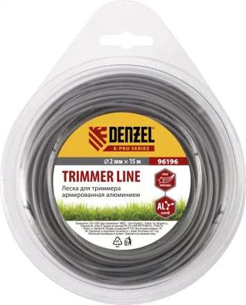 Леска для триммера армированная алюминием X-Pro звезда 2,0мм х 15м блистер Россия Denzel 96196 купить в Кургане