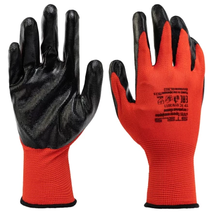 Перчатки полиэфирные с чёрным нитрильным покрытием, размер 9, 13 класс вязки// Stels 678705 купить в Кургане
