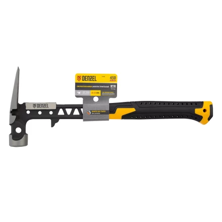 Молоток строительный 450 г, цельнокованый,боек с магнитом, двухкомп. обрезин. рук-ка Denzel 10468 купить в Кургане