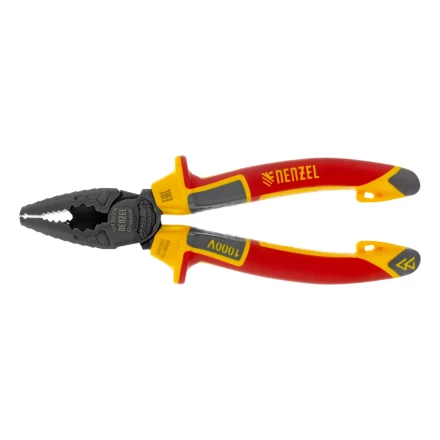 Плоскогубцы комбинированные Denzel 17085, диэлектрические трехкомпонентные рукоятки до 1000 В, 165 мм купить в Кургане