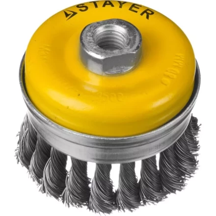 STAYER &quot;PROFESSIONAL&quot;. Щетка чашечная усиленная для УШМ, жгутированная стальная проволока 0,5мм, 80ммхМ14 35137-080 купить в Кургане
