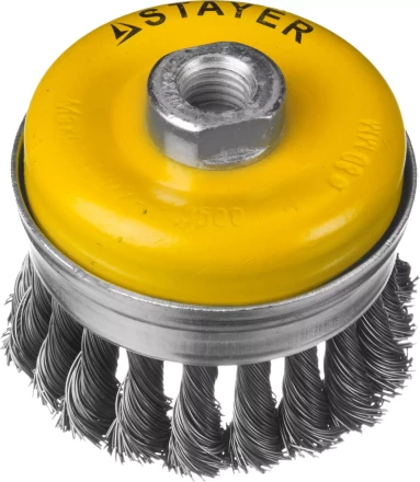 STAYER &quot;PROFESSIONAL&quot;. Щетка чашечная усиленная для УШМ, жгутированная стальная проволока 0,5мм, 80ммхМ14 35137-080 купить в Кургане