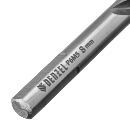 Сверло спиральное по металлу Denzel 8 x 117 мм, Р6М5, Golden Tip, 718239 купить в Кургане