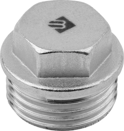 Заглушка ЗУБР &quot;ЭКСПЕРТ&quot;, никелированная латунь, 6-ти гранная головка, внутренняя резьба, 1/2&quot; 51297-1/2 купить в Кургане
