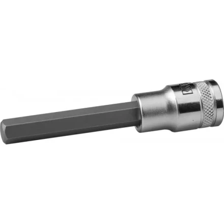 Торцовая бита-головка KRAFTOOL "INDUSTRIE QUALITAT", удлиненная, материал S2, HEX, сатинированная, 1/2", H10 27909-10_z01 купить в Кургане