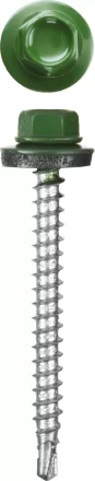 Саморезы СКМ кровельные, RAL 6002 зеленый лист, 25 x 5.5 мм, 420 шт, для металлических конструкций, STAYER 30305-55-025-6002 купить в Кургане