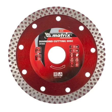 Диск алмазный отрезной сплошной 125 х 22,2 мм сухая резка MATRIX Professional 73124 купить в Кургане
