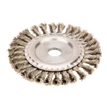 Щетка для УШМ 150 мм Плоская крученая нержавеющая проволока 0.5мм посадка 22.2 мм Denzel 746343 купить в Кургане