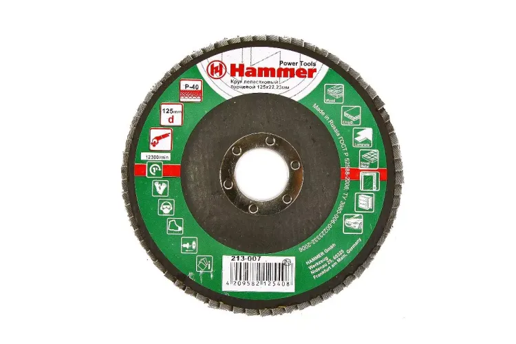 Круг Лепестковый Торцевой (КЛТ) HAMMER КЛТ 1 Ф125х22 Р40 213-007 купить в Кургане