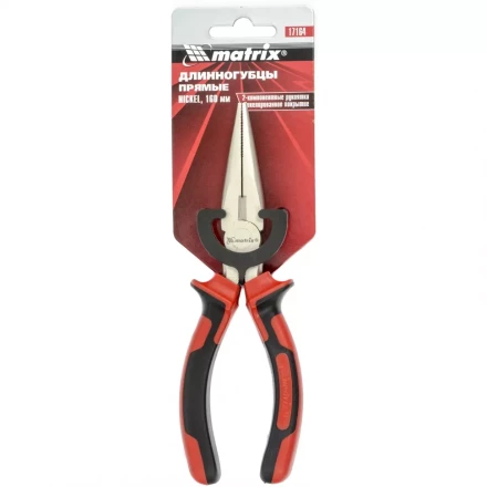 Длинногубцы NICKEL 160 мм прямые никелированные двухкомпонентные рукоятки MTX 171649 купить в Кургане
