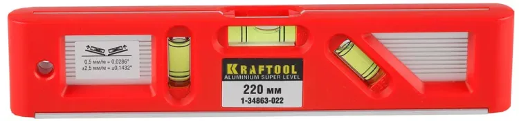 Уровень KRAFTOOL "PRO" "DIRECTOR LEVEL" с магнитом, 3 ампулы, 220мм 1-34863-022 купить в Кургане