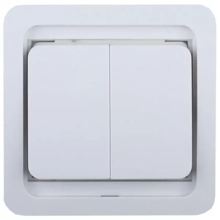 Выключатель СВЕТОЗАР &quot;ГАММА&quot; двухклавишный, без подсветки, цвет белый, 10А/~250В SV-54134-W купить в Кургане
