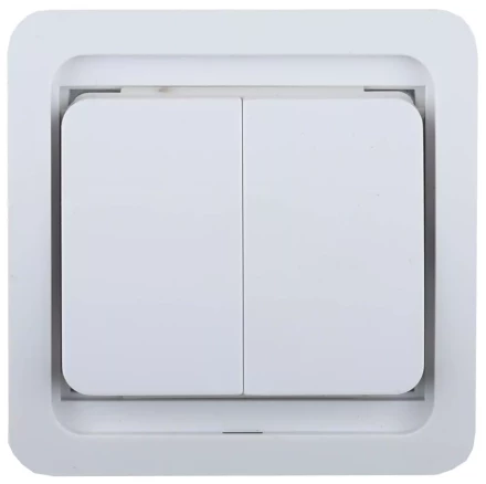 Выключатель СВЕТОЗАР &quot;ГАММА&quot; двухклавишный, без подсветки, цвет белый, 10А/~250В SV-54134-W купить в Кургане