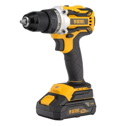 Дрель-шуруповерт аккумуляторная Denzel  BLDL-18-0 26140, бесщет.2 Li-Ion, 18 В купить в Кургане