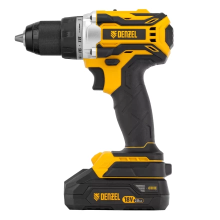 Дрель-шуруповерт аккумуляторная Denzel  BLDL-18-0 26140, бесщет.2 Li-Ion, 18 В купить в Кургане